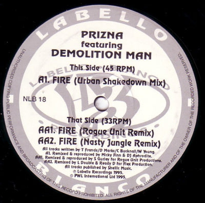 PRIZNA FEAT DEMOLITION MAN/SMOKEY JOE - Fire (Remix) / Special Request