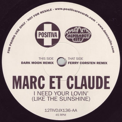 MARC ET CLAUDE - I Need Your Lovin'(Like The Sunshine)
