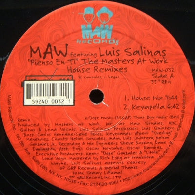 MAW FEAT LUIS SALINAS - Pienso En Ti (I Think Of You) (House Remixes)
