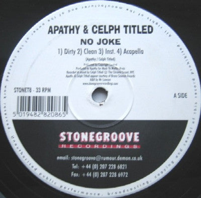 APATHY & CELPH TITLED - No Joke / Science Of The Bum Rush