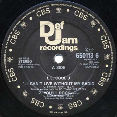 L.L. COOL J - I Can't Live Without My Radio / You'll Rock / Rock The Bells / El Shabazz