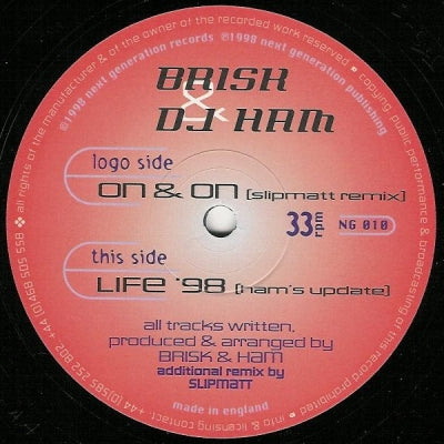 BRISK & HAM - On & On / Life (Remixes)