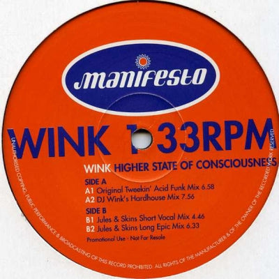 WINK - Higher State Of Consciousness - Remixes