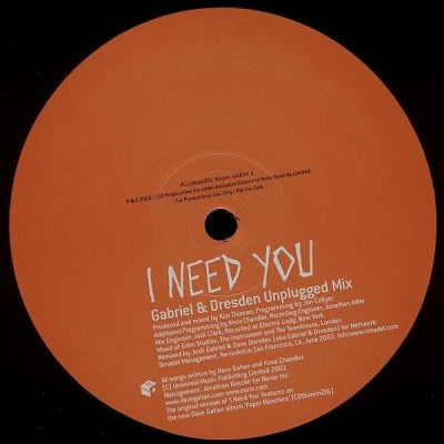 DAVE GAHAN - I Need You