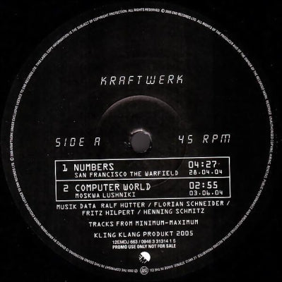 KRAFTWERK - Minimum Maximum Sampler - Numbers / Computer World / Radioactivity