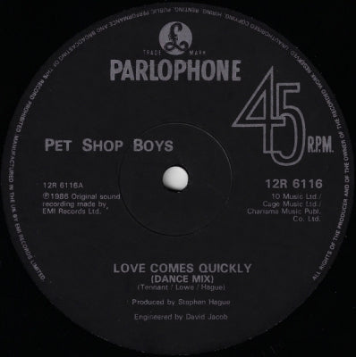 PET SHOP BOYS - Love Comes Quickly / That's My Impression