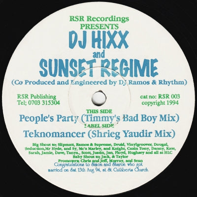 DJ HIXX & SUNSET REGIME  - Teknomancer / People's Party